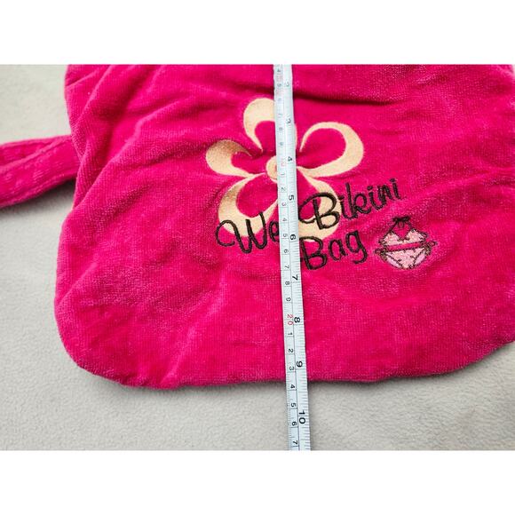 Wet Bikini Bag Dry Hot Pink Embroidered Corduroy Zip Clutch Luggage Travel - Picture 5 of 6